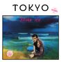 "BRIAN ICE" in Pink, "TOKYO" oben, Stempel "LIMITED COLOURED VINYL" und "Remixes by DJ Tintin & Flemming Dalum". Mann am Strand., Single 12"