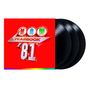 Text: "NOW YEARBOOK '81" in bunten 3D-Buchstaben. Schwarze Schallplatten teilweise sichtbar.
