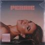 Text "PERRIE" oben, unten im Sticker "PERRIE THE DEBUT ALBUM". Eine Frau liegt, der Hintergrund ist farblich sanft., LP