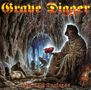 „Grave Digger“ und „Heart of Darkness“ in leuchtenden Farben. Ein Skelett in Robe hält ein Herz in dunkler Höhle.