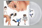 Text: "THAT'S SHOWBIZ BABY!" Schwebende Figuren in modischer Kleidung, Kringellocken, transparente Schallplatte., LP