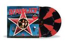 "REPUBLICA" in roter Schrift über einem roten Stern mit Bandfotos. Schwarze und rote Vinyl-Schallplatten daneben., 2 LPs