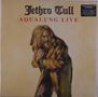 "Jethro Tull Aqualung Live" in gotischer Schrift oben. Illustration eines bärtigen Mannes in einem Mantel., LP