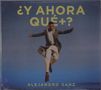 Text: "¿Y AHORA QUÉ+?" und "ALEJANDRO SANZ". Ein Mann in hellem Mantel springt vor blauem Hintergrund., CD