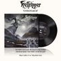 Logo „Hellripper“, Titel „Coronach“. Cover: düstere Landschaft, geisterhafte Figuren, schwarzes Vinyl daneben., LP
