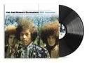 „The Jimi Hendrix Experience BBC Sessions“ auf einem Plattencover, drei Männer mit Afro-Frisuren vor Bäumen., LP