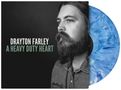 „DRAYTON FARLEY A HEAVY DUTY HEART“. Schwarz-weißes Porträt eines bärtigen Mannes, blaue marmorierte Vinyl-Schallplatte., LP
