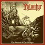"Palantyr" und "The Ascent & The Hunger". Illustration eines Kriegers mit erhobenem Schwert vor einer großen Burg., LP