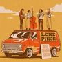 „Lone Piñon“ und „Hot Carne Seca“. Illustration: Roter Van, vier Musiker oben, spielend., CD