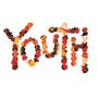 Der Text "Youth" besteht aus bunten, blumigen Farben., LP