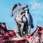 Der Text ist ein stilisiertes Logo oben rechts. Im Vordergrund eine Collage aus Statue und Fleischstücken., Single 12"