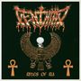 Text: "Rites Of Ra". Oben ein stilisiertes Logo. Darunter ein geflügeltes Symbol, flankiert von zwei Ankh-Symbolen., LP