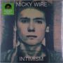 "NICKY WIRE" oben, "INTIMISM" unten, verschwommenes Gesicht in der Mitte, grüner Aufkleber mit Vinyl-Hinweis links., LP