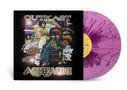 "OUTKAST" und "AQUEMINI" in großer Schrift. Darstellung mehrerer stilvoll gekleideter Personen vor einem bunten Hintergrund., 2 LPs