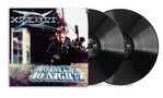 Text: „Xzibit“ und „40 Dayz & 40 Nightz“. Eine Telefonzelle bei Regen, ein Mann mit Zöpfen. Zwei schwarze Vinyl-Schallplatten., 2 LPs