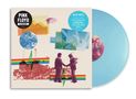 Text: "PINK FLOYD 8-TRACKS", "BLUE VINYL Includes The Hits". Collage aus Fotos, Grafiken und einer blauen Schallplatte., LP