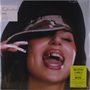 Gelber Aufkleber: "Includes the singles MALPORTADA, A CABALLO, MAFIOSA". Frau mit Hut und breitem Lächeln., LP