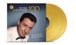 „2 LP in Gold, Peter Alexander 100, Seine großen Erfolge & mehr.“ Porträt eines Mannes in weißem Anzug., 2 LPs