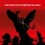 "PURE REASON REVOLUTION TERRIFYING ANGELS" in Weiß auf rotem Hintergrund. Dunkle Statue eines Engels mit ausgebreiteten Flügeln., CD