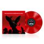 "PURE REASON REVOLUTION, TERRIFYING ANGELS" in Weiß auf Rot. Engelstatue-Silhouette, rote Vinyl-Schallplatte., LP