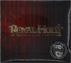"Royal Hunt - Behind the Curtain" in großen Buchstaben. Unten ist ein Kreis mit "Maxi Single 2023" und einem Logo. Dunkler Hintergrund., 1 CD und 1 DVD