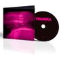 Text auf CD: "TOMORA COME CLOSER". Eine verschwommene, bewegte Person in pinkem Licht, spiegelnd auf schwarzem Hintergrund., CD
