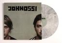 Text: "JOHNOSSI". Zwei Männer auf einem Albumcover, halb verdeckt von einer marmorierten Schallplatte.