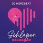 "DJ Herzbeat", "Schlager Reloaded". Logo mit rosa Herz und Linien auf blau-lila Hintergrund., CD
