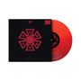 "Parental Advisory Explict Content" oben, "Made in USA" unten. Schwarzes Cover mit rotem Design, rote Vinyl-Schallplatte., LP
