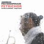 "Andreas Polyzogopoulos PETRICHOR Petros Klampanis / Wajdi Riahi". Eine Scheibe mit Regentropfen, eine Silhouette dahinter., 2 LPs