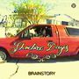Text: "Shoebox Days", "BRAINSTORY". Ein roter Pickup vor einem Haus mit Bäumen. Retro-Ästhetik, warme Farben., Single 12"