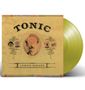 Aufschrift: "Tonic", "Lemon Parade". Alte Portrait-Illustration mit Spirale über einer Person und floralen Mustern., LP