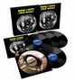 Oben steht "THIN LIZZY". Vier Schallplatten und ein schwarz-weißes Cover mit einer Band in kreisförmigem Bild zeigen., 4 LPs