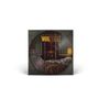 Text: "God Of Angels Trust - VOLBEAT". Vinyl mit Zimmer und Lampe im Hintergrund.