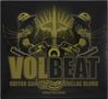 Text: "VOLBEAT, GUITAR GANGSTERS & CADILLAC BLOOD, Limited Tour Edition". Logo: Zwei Männer mit Hüten, Motor und Flügeln.