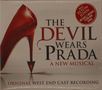 "The Devil Wears Prada: A New Musical. Includes 2 original Elton John demos. Illustration eines roten High Heels."
