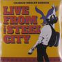 Text: "CHARLES WESLEY GODWIN. LIVE FROM THE STEEL CITY." Illustration: Mann mit Gitarre, Adler im Hintergrund, gelber Hintergrund., 3 LPs