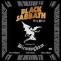 Schrift "Black Sabbath THE END", "4 February 2017 Birmingham", Namen: Ozzy Osbourne, Tony Iommi, Geezer Butler. Fledermausfigur., 3 LPs