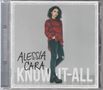 "Alessia Cara" und "Know-It-All" Text in großen Buchstaben. Junge Frau in Hemd und Jeans steht lässig vor grauem Hintergrund., CD