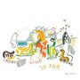 "Crosby, Stills, Nash and Young - So Far." Abstrakte Illustration von Gesichtern und Landschaft, mit fliegenden Vögeln., LP