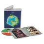 Text: "HIGH FIDELITY", "PURE AUDIO", "STEREO". Zeigt eine Verpackung mit einer Erdkugel-Illustration, CD und ein aufgeklapptes Heft.