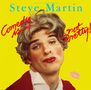 Text: "Steve Martin", "Comedy is not Pretty!". Illustration: Person mit Perücke, Lippenstift, gelbem Hintergrund., LP