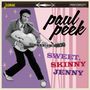 Text: "Paul Peek, Sweet, Skinny Jenny". Ein schwarz-weißes Foto eines Mannes mit Gitarre, umgeben von bunten Sternen., CD