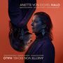 Text: "ANETTE VON EICHEL HALO". Eine Frau vor einem roten Hintergrund, einmal normal und einmal auf dem Kopf stehend.