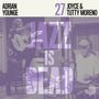 Text: Adrian Younge, 27, Joyce & Tutty Moreno, Jazz Is Dead. 

Eine Frau mit Gitarre und ein Mann mit Kopfhörern im Studio., LP