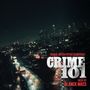 Text: "Original Motion Picture Soundtrack Crime 101 Music by Blanck Mass." Ein Mann im Anzug mit Sonnenbrille.