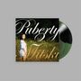 Text: „Puberty 2 Mitski“. Frau in weißem Kleid steht in hoher Wiese, im Hintergrund dichte Vegetation. Schallplatte sichtbar., LP
