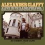 "ALEXANDER CLAFFY ALIVE IN PHILADELPHIA VOL. 1. AT CHRIS' JAZZ CAFE.” Ein Mann steht vor einem runden, historischen Gebäude., CD