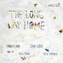 "The Long Way Home" ist in bunten Buchstaben auf einem abstrakten, texturierten Hintergrund geschrieben. Namen darunter., LP