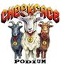 Text: "Cheekface Podium". Illustration von drei Ziegen mit Medaillen, jede trägt die Zahl 6., LP